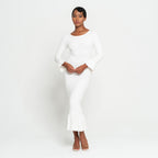 MARJORIE Bamboo Ruffle Dress In Off - white - Che Cose Belle