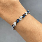 Marquise Cubic Zirconia Tennis Bracelets with Blue Sapphire and White Diamond Cubic Zirconia - Che Cose Belle