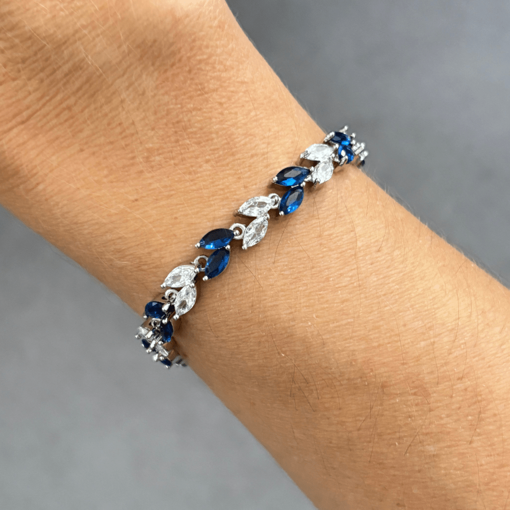 Marquise Cubic Zirconia Tennis Bracelets with Blue Sapphire and White Diamond Cubic Zirconia - Che Cose Belle
