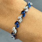 Marquise Cubic Zirconia Tennis Bracelets with Blue Sapphire and White Diamond Cubic Zirconia - Che Cose Belle