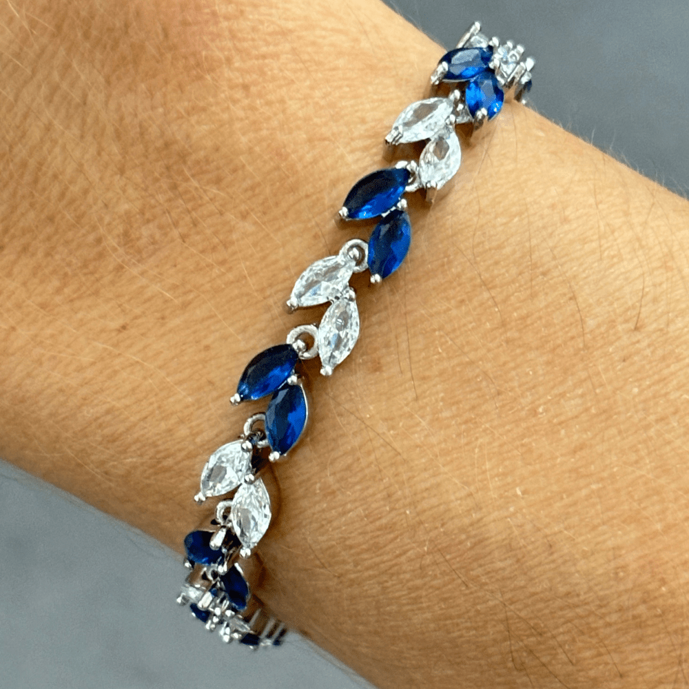 Marquise Cubic Zirconia Tennis Bracelets with Blue Sapphire and White Diamond Cubic Zirconia - Che Cose Belle