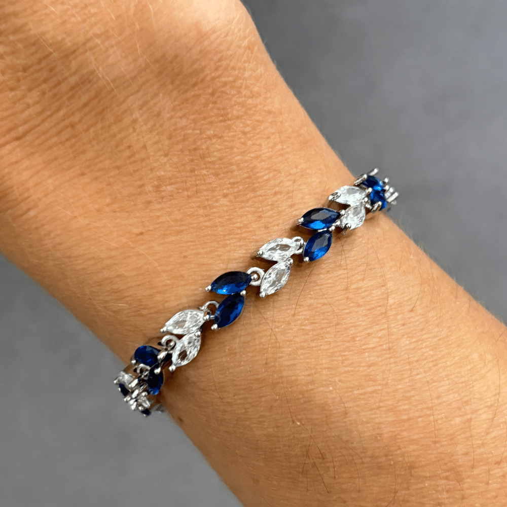 Marquise Cubic Zirconia Tennis Bracelets with Blue Sapphire and White Diamond Cubic Zirconia - Che Cose Belle