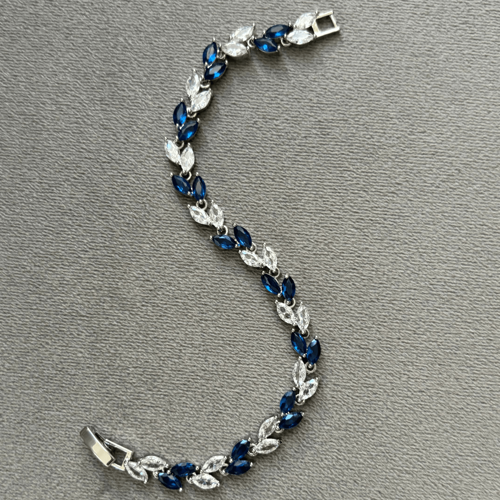 Marquise Cubic Zirconia Tennis Bracelets with Blue Sapphire and White Diamond Cubic Zirconia - Che Cose Belle