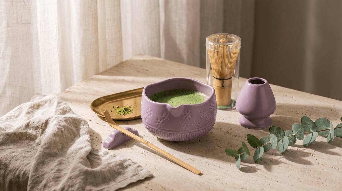 Matcha Whisk Set — Bamboo Chasen + Ceramic Chawan Gift Set - Che Cose Belle