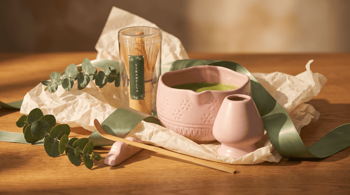 Matcha Whisk Set — Bamboo Chasen + Ceramic Chawan Gift Set - Che Cose Belle