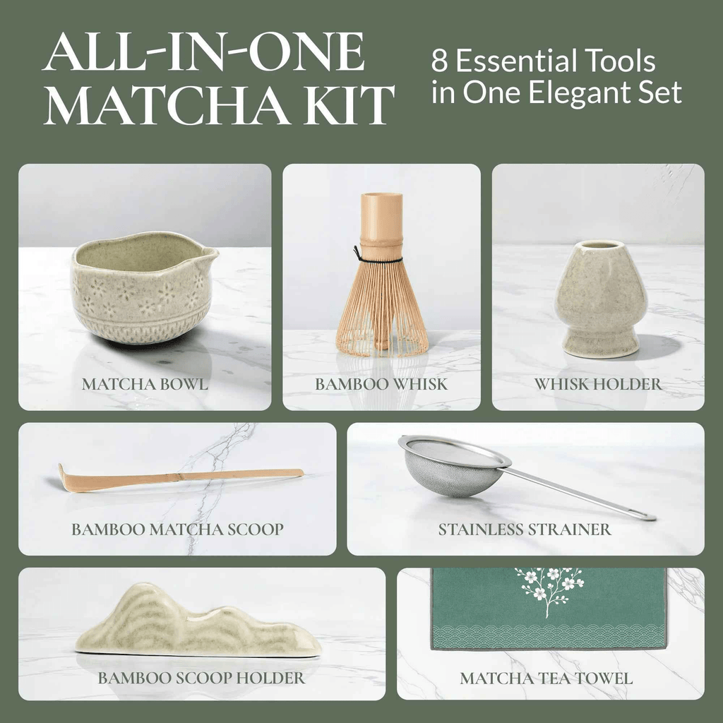 Matcha Whisk Set — Bamboo Chasen + Ceramic Chawan Gift Set - Che Cose Belle