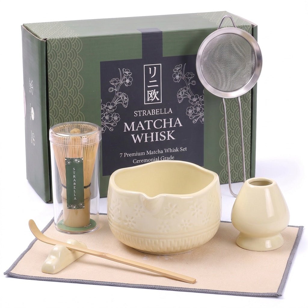 Matcha Whisk Set — Bamboo Chasen + Ceramic Chawan Gift Set - Che Cose Belle