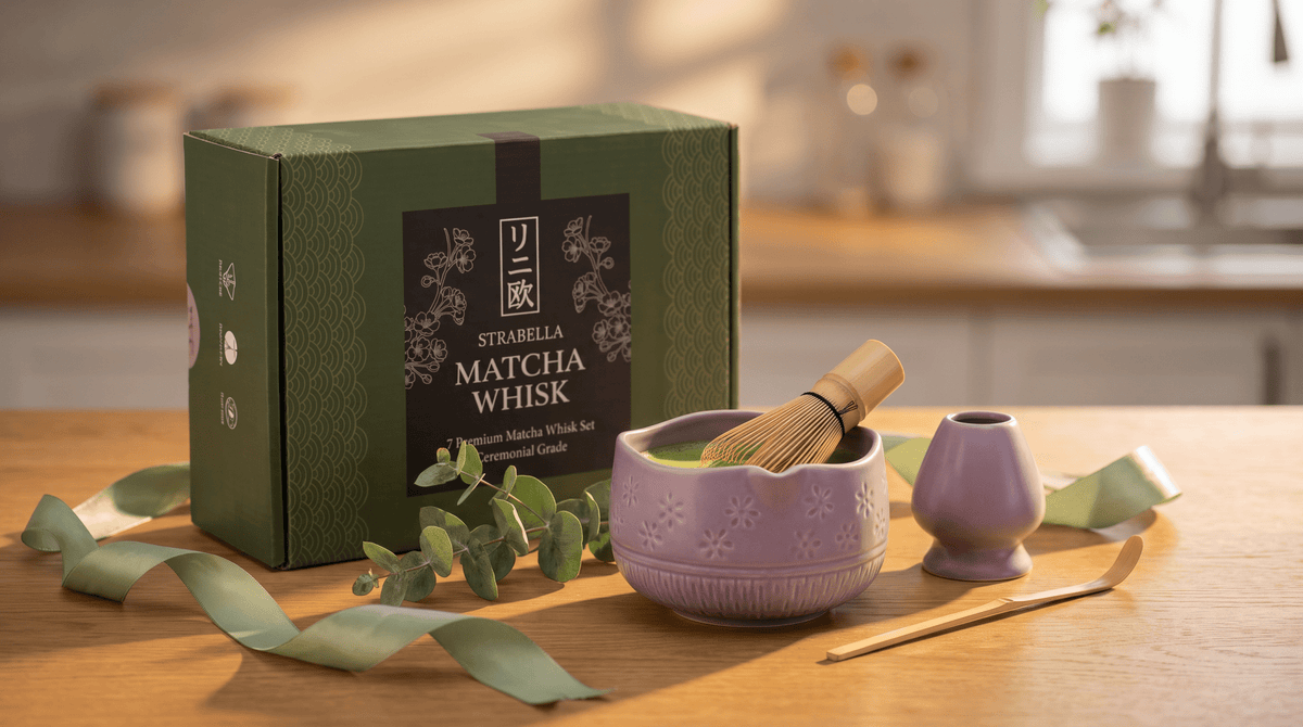 Matcha Whisk Set — Bamboo Chasen + Ceramic Chawan Gift Set - Che Cose Belle