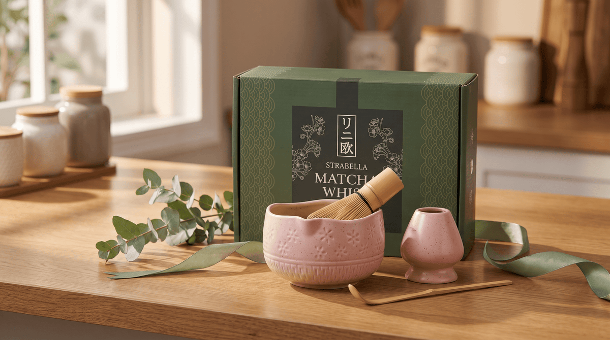 Matcha Whisk Set — Bamboo Chasen + Ceramic Chawan Gift Set - Che Cose Belle