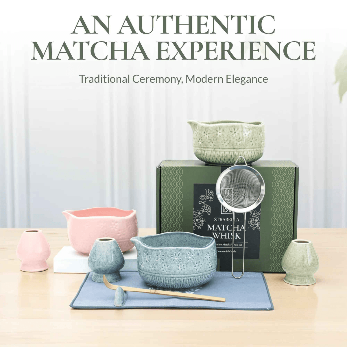 Matcha Whisk Set — Bamboo Chasen + Ceramic Chawan Gift Set - Che Cose Belle