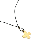Matte Gold Heart Pendant And Black Linen Cord Criss Cross Design Necklace - Che Cose Belle
