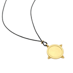 Matte Gold Heart Pendant And Black Linen Cord Criss Cross Design Necklace - Che Cose Belle