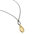 Matte Gold Heart Pendant And Black Linen Cord Criss Cross Design Necklace - Che Cose Belle
