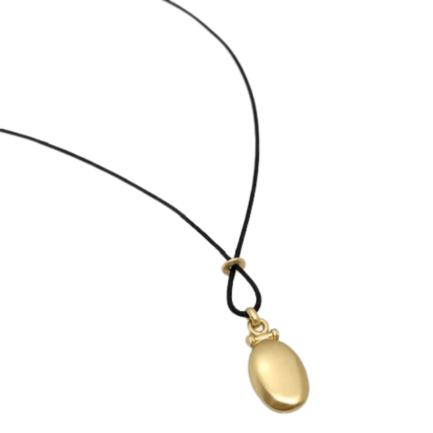 Matte Gold Heart Pendant And Black Linen Cord Criss Cross Design Necklace - Che Cose Belle