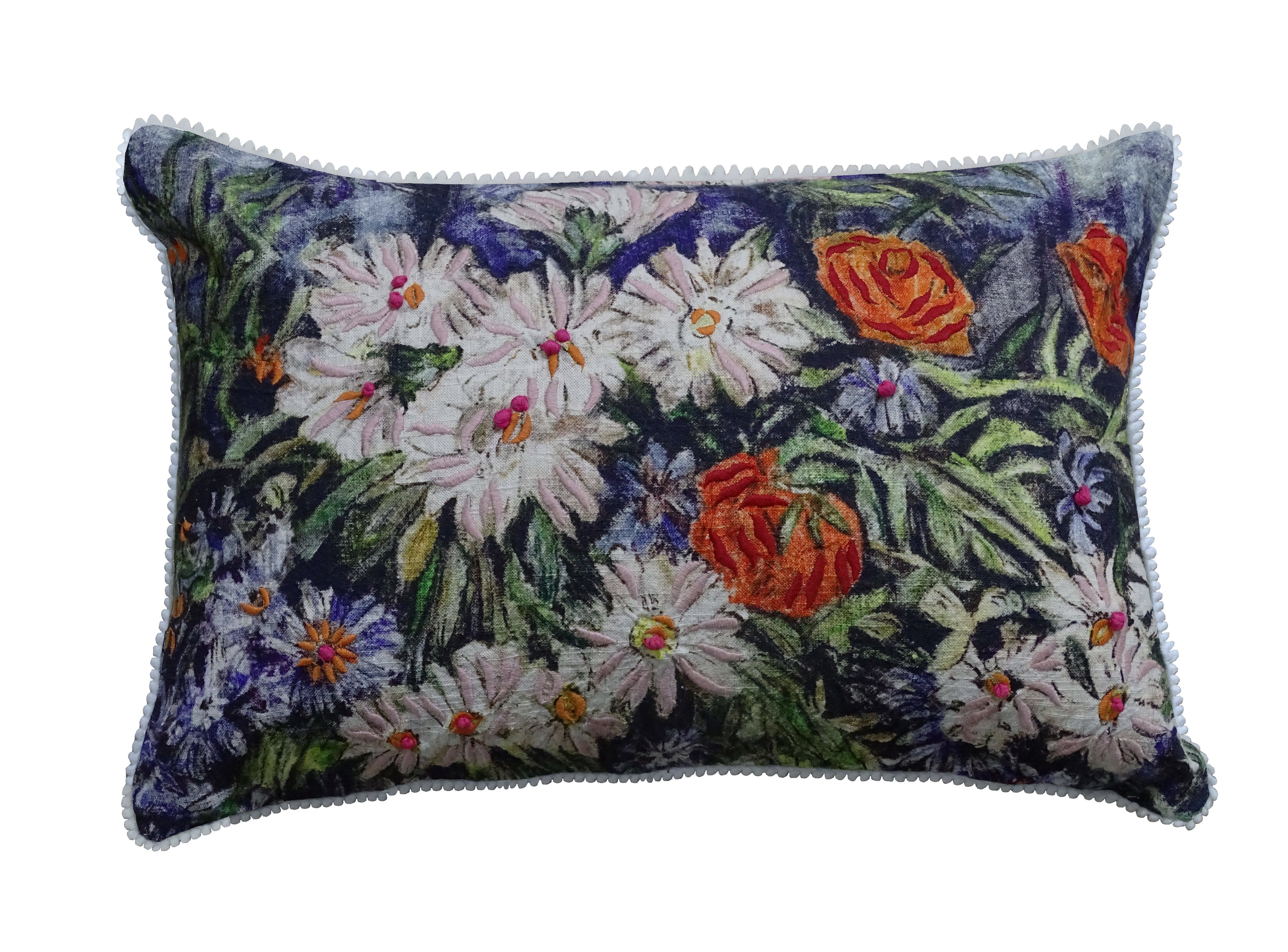Vibhsa Hand Illustrated  Colorful Decorative Pillow (14"X20")