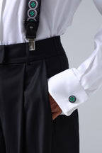 Meadow Green Floral Print Handmade Italian Cufflinks with Clear Resin - Che Cose Belle