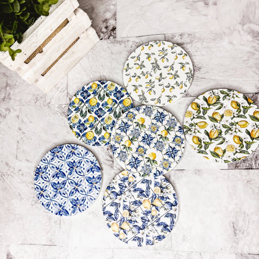 Mediterranean Lemon Coasters - Che Cose Belle