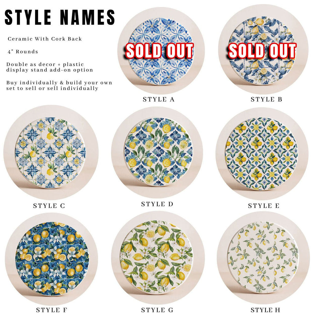 Mediterranean Lemon Coasters - Che Cose Belle
