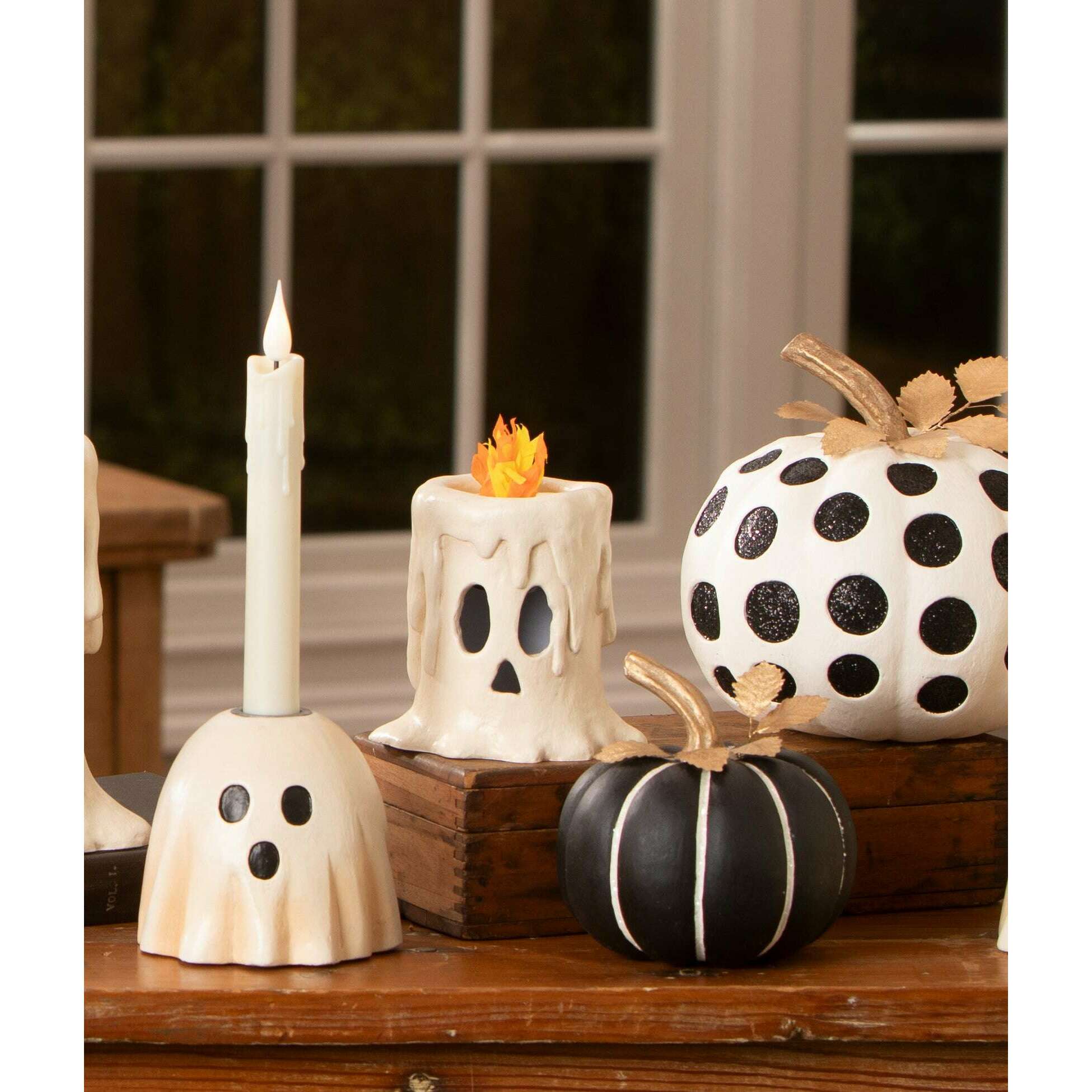 Medium Dottie Blanc Pumpkin | Halloween Decor | Bethany Lowe