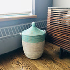 Medium Two-Tone Basket - Turquoise + White - Che Cose Belle