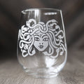 Medusa Stemless Wine Glass - etched glassware - Che Cose Belle