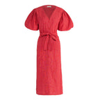 MEGHAN Gingham Hemp Midi Dress In Scarlet Red - Che Cose Belle