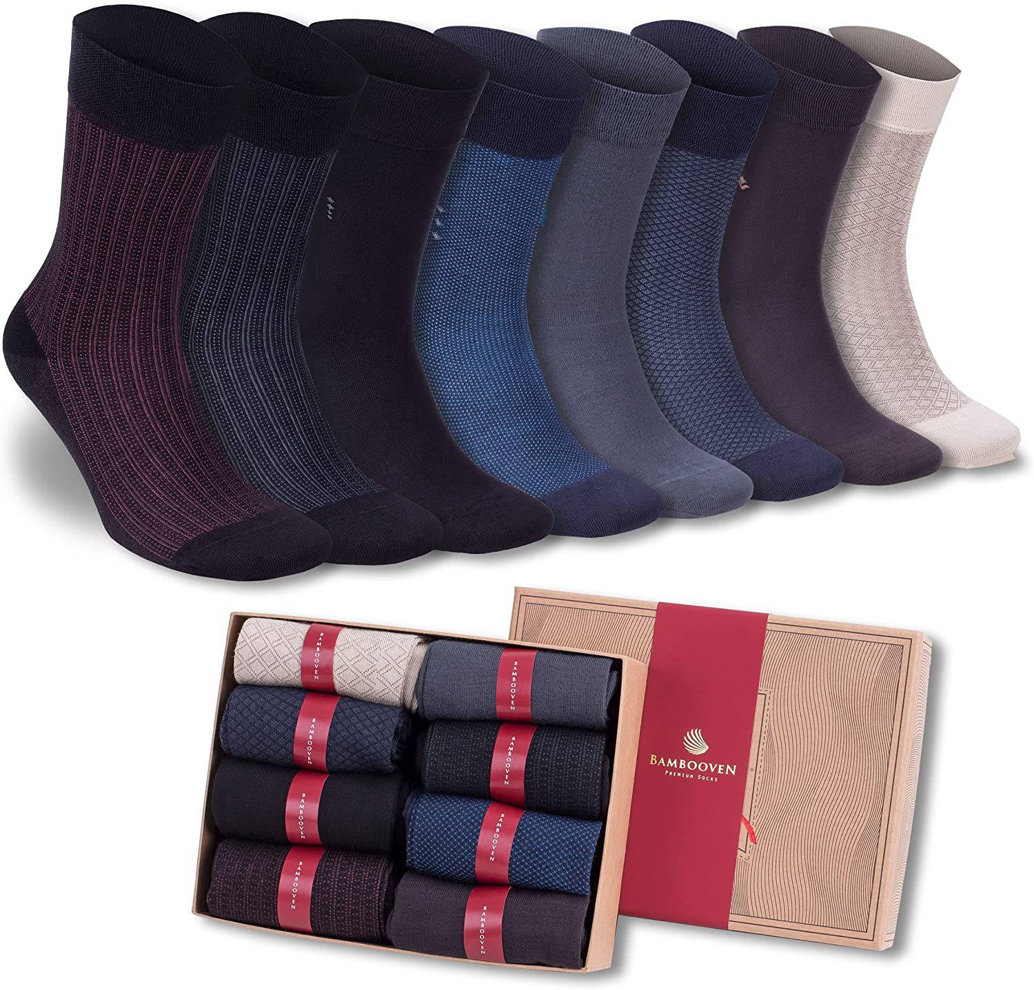Men’s Bamboo Lightweight Dress & Trouser Socks – 8 - Pack | Odor - Free, Breathable, Premium Comfort - 543 - Che Cose Belle