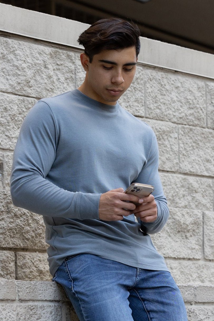 Men's Bamboo Viscose/Organic Cotton Long Sleeve T-Shirt - Che Cose Belle