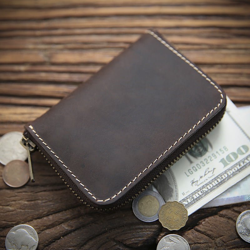 Men's Crazy Horse Leather First Layer Cowhide Purses - Che Cose Belle