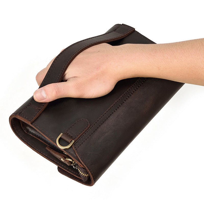 Men's Crazy Horse Leather Long First Layer Purses - Che Cose Belle