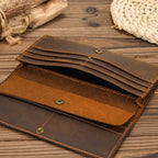 Men's Crazy Horse Leather Long First Layer Purses - Che Cose Belle