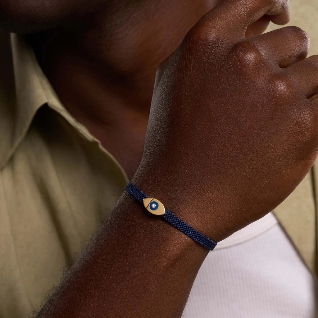 Men's Forward Vision Evil Eye Blue String Bracelet - Che Cose Belle