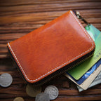 Men's Handmade Retro First Layer Cowhide Zipper Short Coin Purses - Che Cose Belle