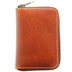 Men's Handmade Retro First Layer Cowhide Zipper Short Coin Purses - Che Cose Belle
