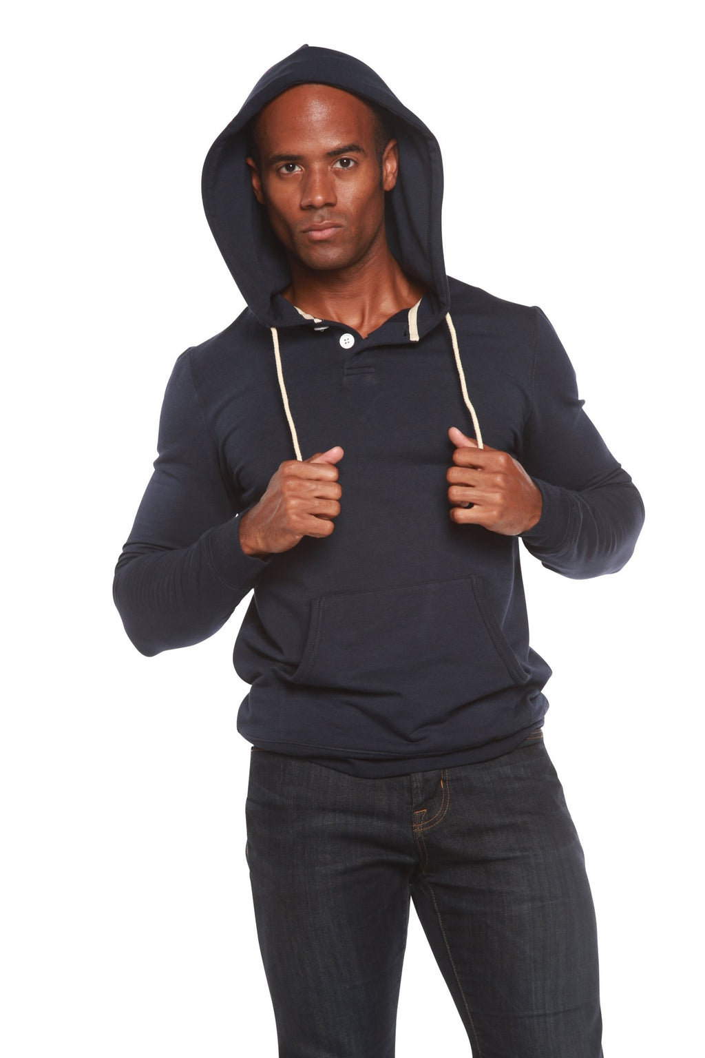 Men's Henley Style Bamboo Viscose Fleece Hoodie - Che Cose Belle
