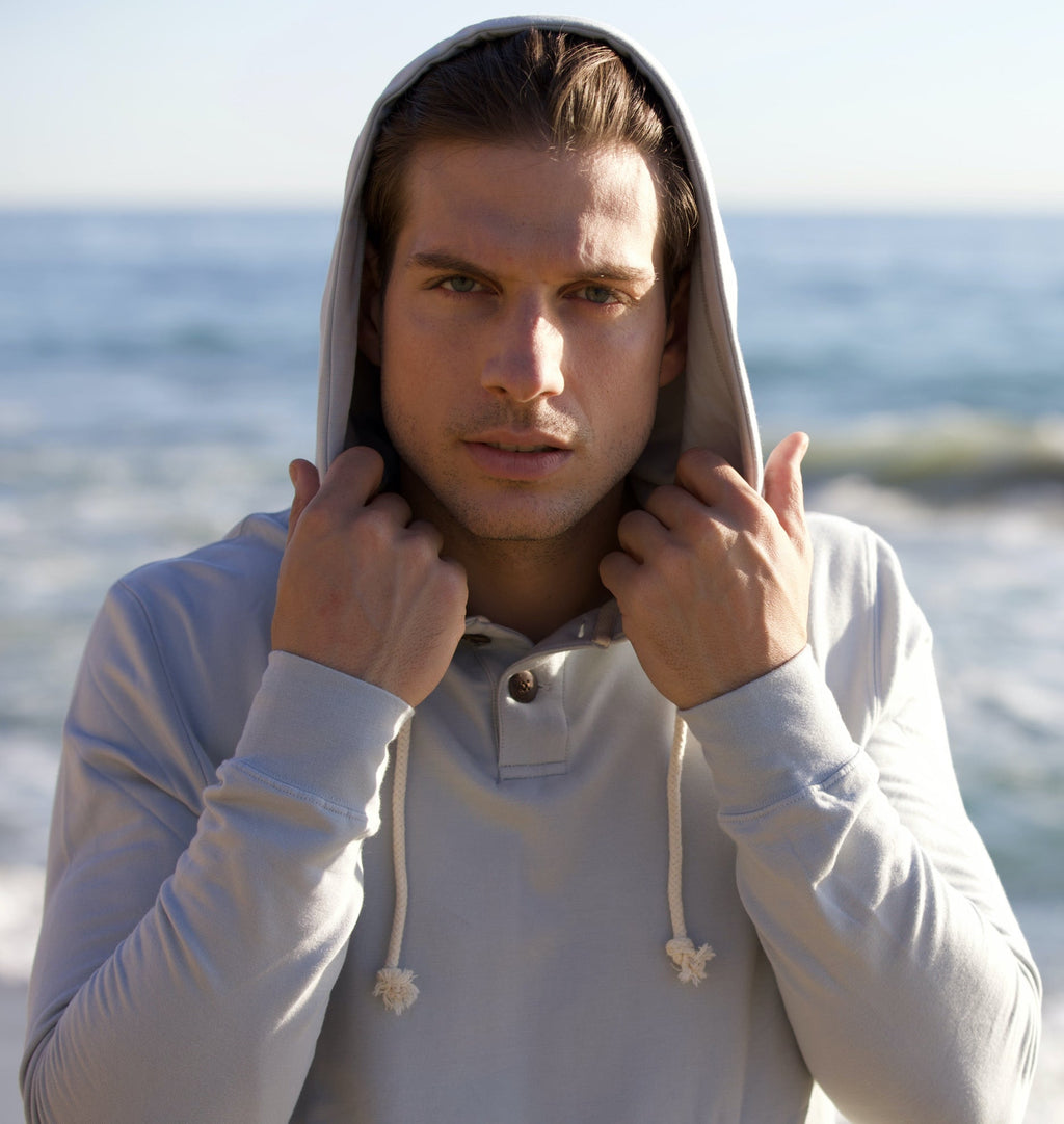Men's Henley Style Bamboo Viscose Fleece Hoodie - Che Cose Belle