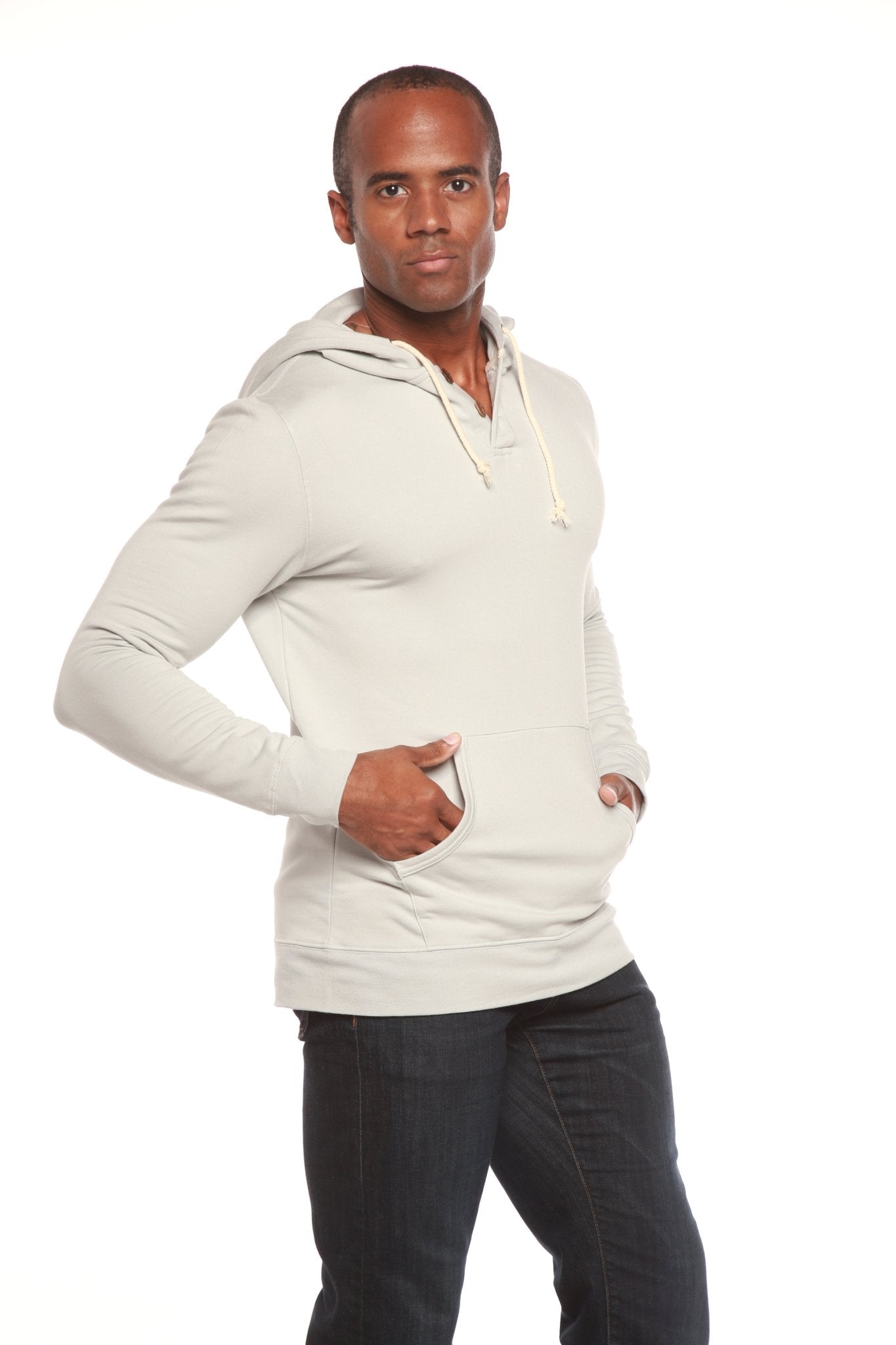 Men's Henley Style Bamboo Viscose Fleece Hoodie - Che Cose Belle