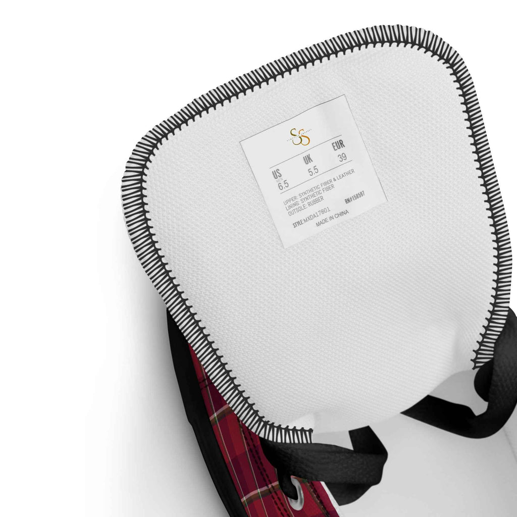 Men’s High Top Canvas Shoes Old Brick and Cab Sav Plaid