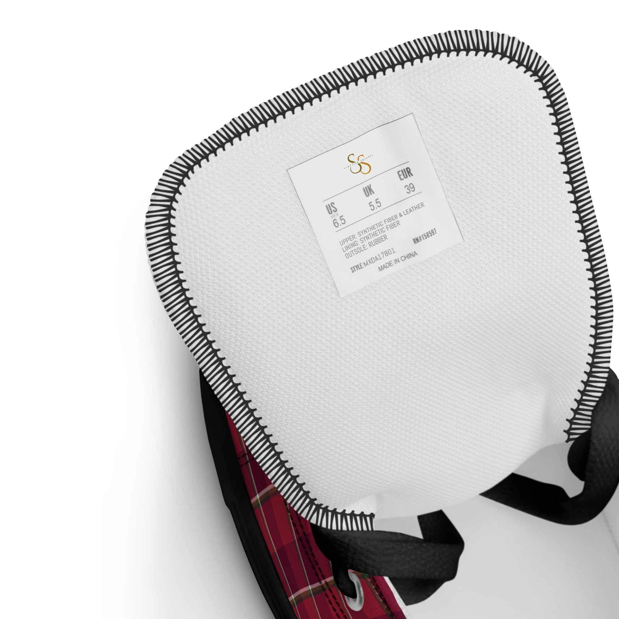 Men’s High Top Canvas Shoes Old Brick and Cab Sav Plaid