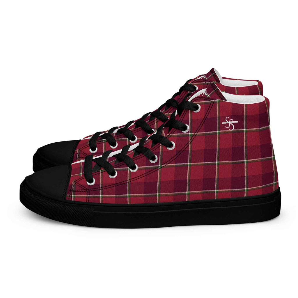 Men’s High Top Canvas Shoes Old Brick and Cab Sav Plaid