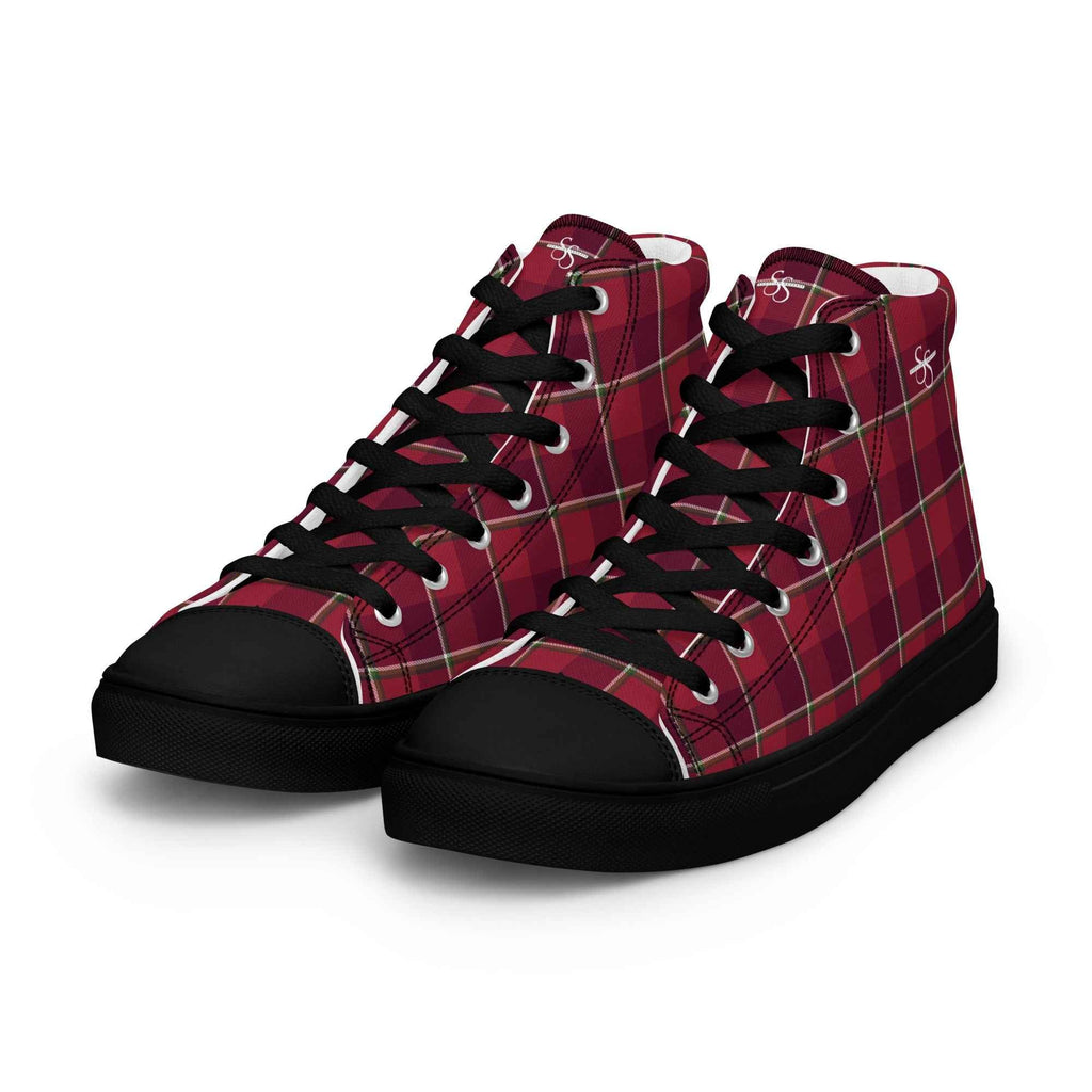 Men’s High Top Canvas Shoes Old Brick and Cab Sav Plaid