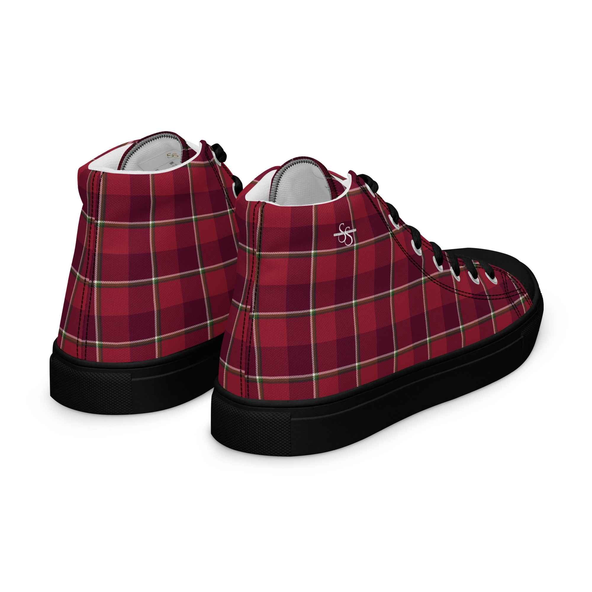 Men’s High Top Canvas Shoes Old Brick and Cab Sav Plaid