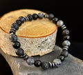 Men's Mystic Warrior Bracelet – Labradorite, Black Onyx & Lava Rock with Black Metal Spacers (Fits Large Wrists) - Che Cose Belle