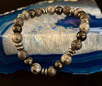 Men's Mystic Warrior Bracelet – Labradorite, Black Onyx & Lava Rock with Black Metal Spacers (Fits Large Wrists) - Che Cose Belle