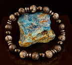Men's Mystic Warrior Bracelet – Labradorite, Black Onyx & Lava Rock with Black Metal Spacers (Fits Large Wrists) - Che Cose Belle