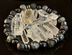 Men's Mystic Warrior Bracelet – Labradorite, Black Onyx & Lava Rock with Black Metal Spacers (Fits Large Wrists) - Che Cose Belle