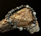 Men's Mystic Warrior Bracelet – Labradorite, Black Onyx & Lava Rock with Black Metal Spacers (Fits Large Wrists) - Che Cose Belle
