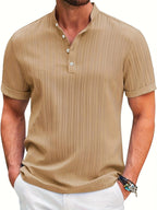 Men's Stand Collar Button Placket Short Sleeve Polo Shirt – 5 Colors | S–XXXL - Che Cose Belle