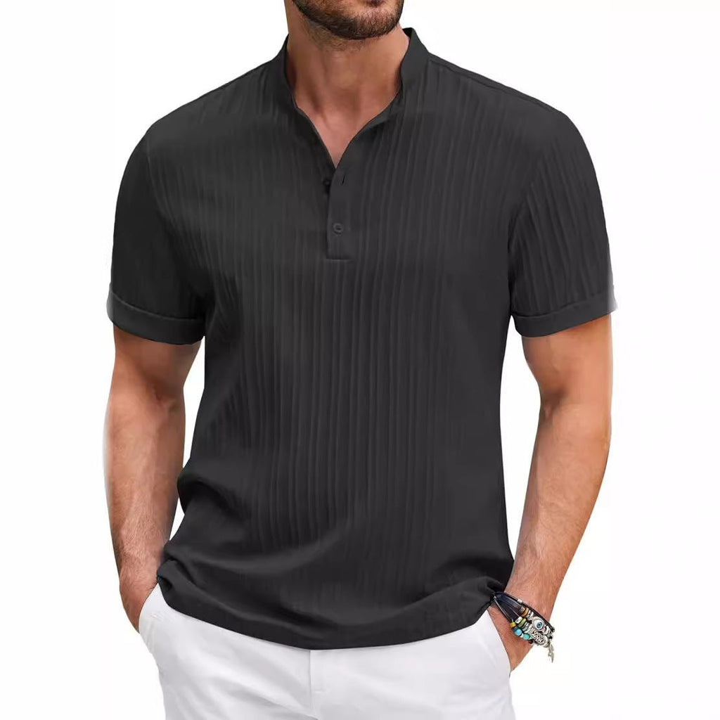 Men's Stand Collar Button Placket Short Sleeve Polo Shirt – 5 Colors | S–XXXL - Che Cose Belle