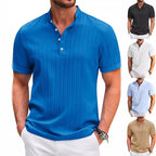 Men's Stand Collar Button Placket Short Sleeve Polo Shirt – 5 Colors | S–XXXL - Che Cose Belle